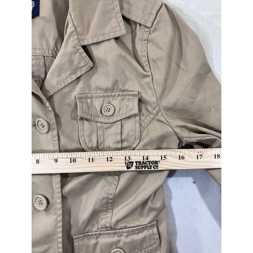 Gap Women Tan Utility Jacket Button Front Pockets Size 2 - Picture 3 of 8